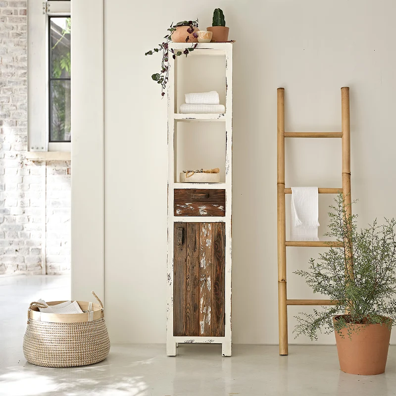 Colonne de salle de bain en bois recyclé massif 170 cm