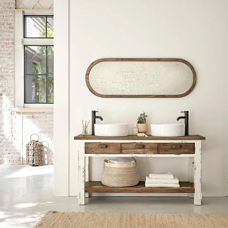 Meuble sous vasque en bois recyclé massif 150 cm