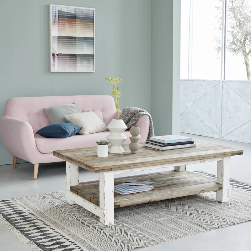 Table basse en bois recyclé massif 140 cm