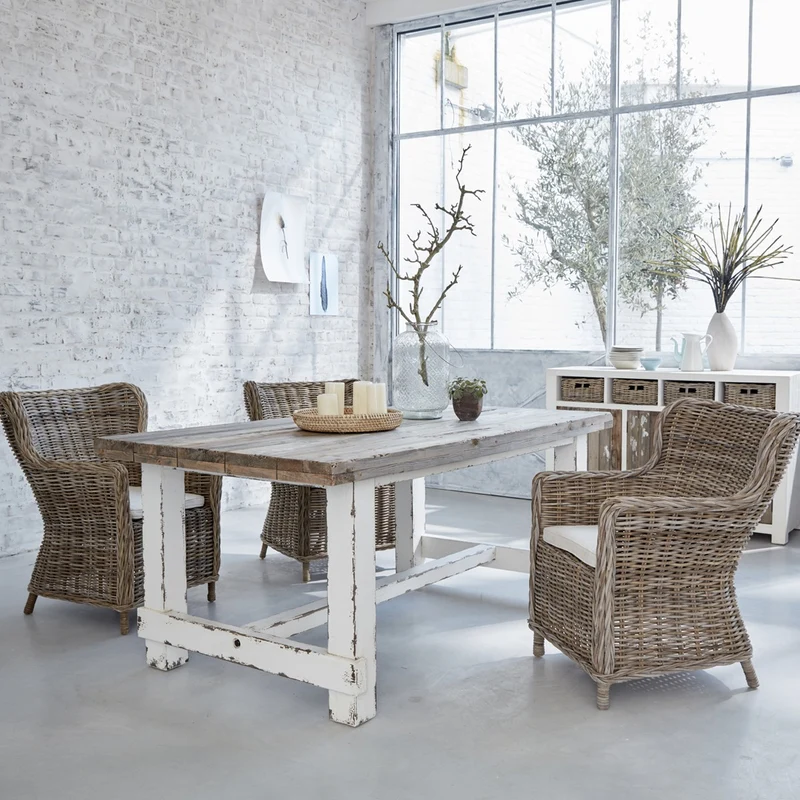Table en bois recyclé massif 8 pers.