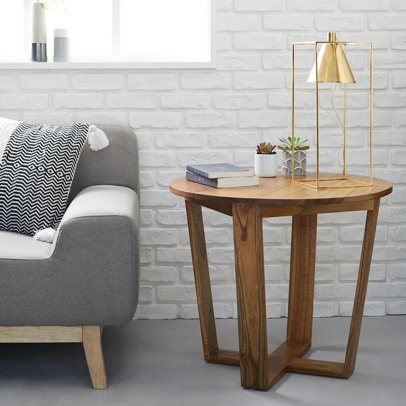 Table d'appoint en mindi massif Ø 65 cm