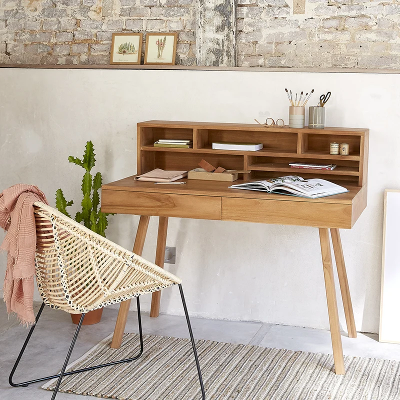 Bureau en teck massif 110 cm