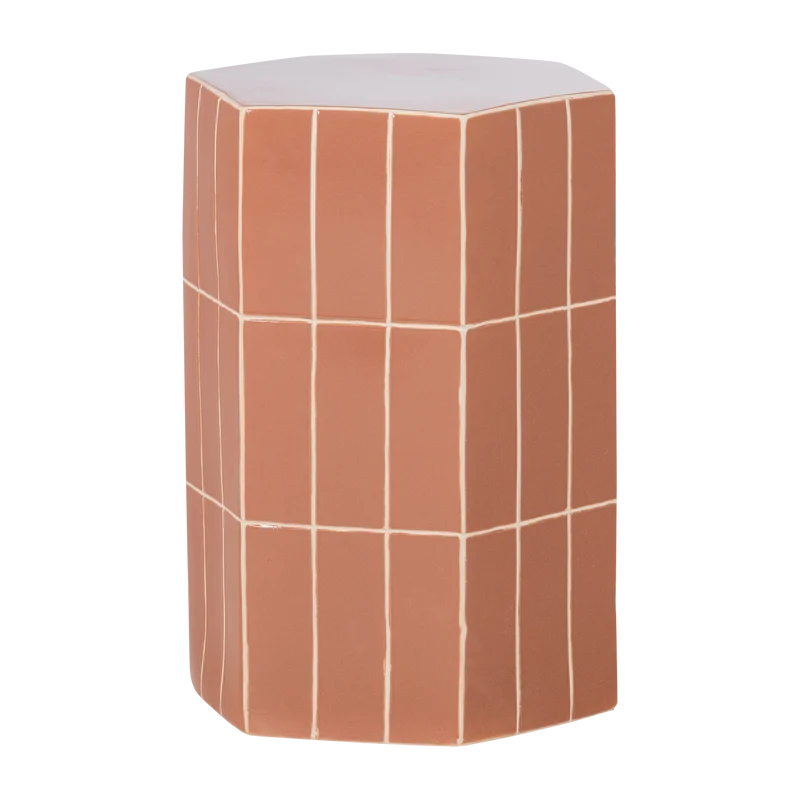 Plu decoratieve bijzettafel 54 x 38 x 32 cm keramiek oudroze