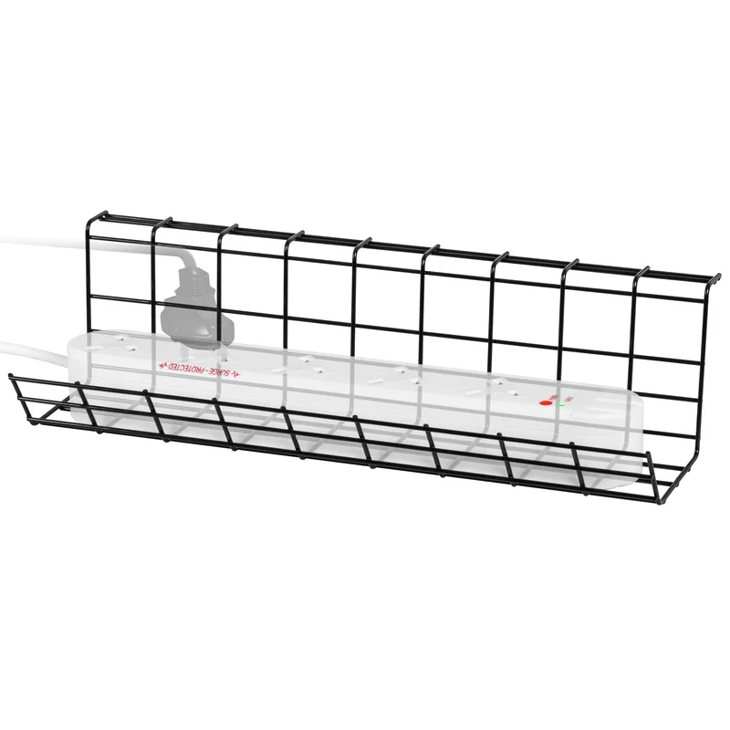 Duronic CMH1 Support de Gestion des Câbles à Placer sous Un Bureau | Tiroir pour Rangement et Organisation des câbles et Fils pour Installation Bureautique | Acier allié | Noir