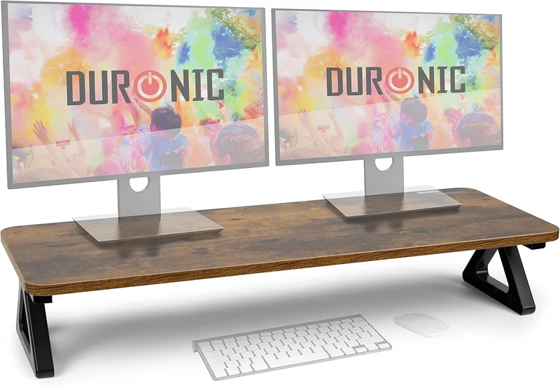 Duronic DM06-2 AO Support pour Deux moniteurs en MDF 82 x 30 cm Rehausseur d’écran d’Ordinateur Portable LCD LED TV pour 1 ou 2 écrans de 13,5cm Espace de Travail Ergonomique avec Rangement