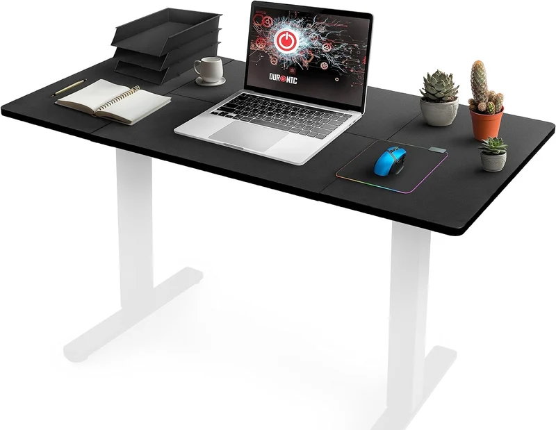 Duronic TT160 BK Plateau pour Bureau Assis Debout de 160 x 60 x 2 cm | Compatible avec la plupart des Structures Assis Debout | Idéal pour Poste de travail à domicile ou bureau