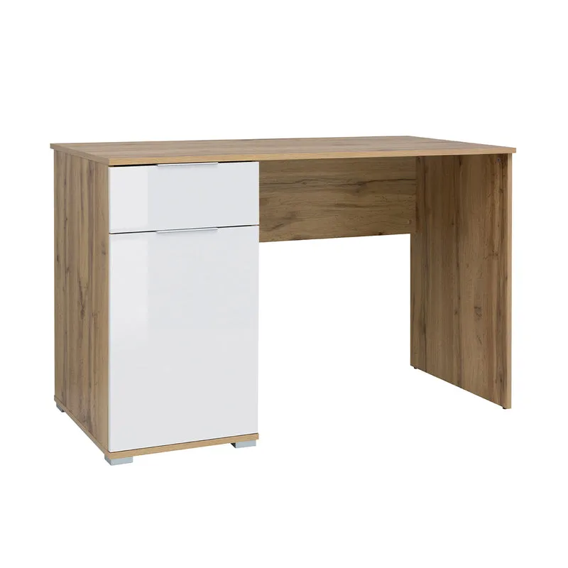 Bureau 1 porte 1 tiroir Selma Blanc et Bois