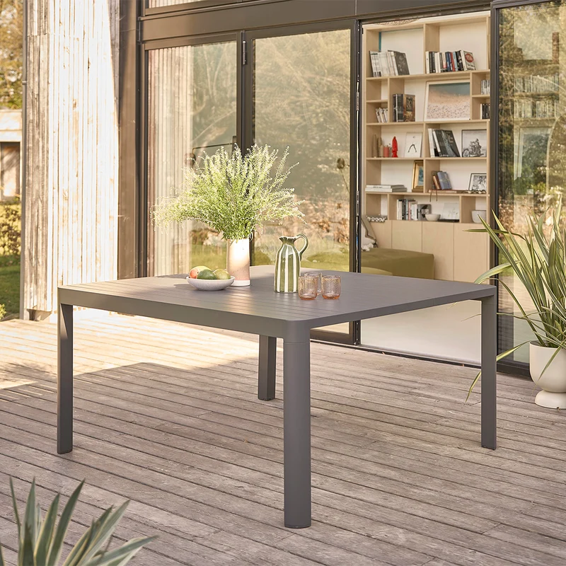 Table de jardin en aluminium carrée extensible 4/8 pers.