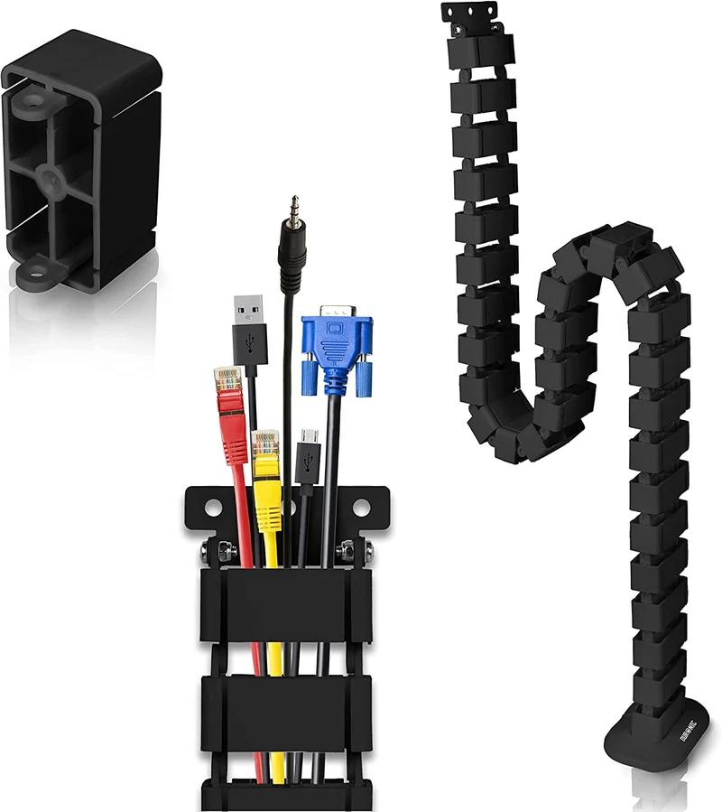 Duronic CM1DM BK Conduit de câbles Goulotte de 130 cm pour Ranger câbles Ajustable et Flexible Idéal pour sécuriser câbles USB ethernet et Alimentation et éviter Tout Accident