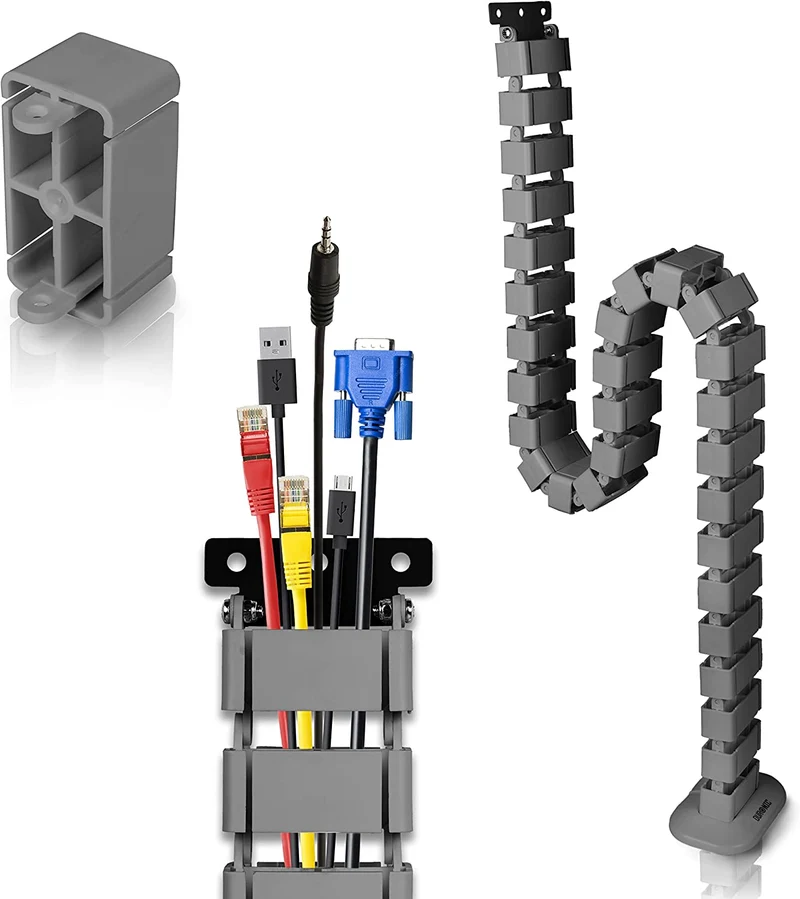 Duronic CM1DM SR Conduit de câbles Goulotte de 130 cm pour Ranger câbles Ajustable et Flexible Idéal pour sécuriser câbles USB ethernet et Alimentation et éviter Tout Accident