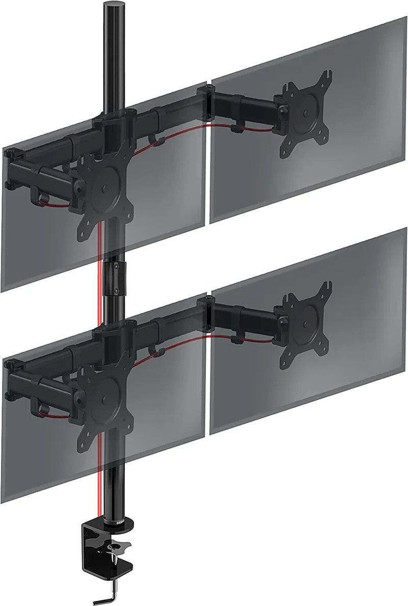 Duronic DMT254 Bras pour 4 Moniteurs d'Ordinateur | Support d'écrans PC articulé pour Bureau avec Potence de 100 cm | VESA 75 100 | Hauteur Ajustable | Rotatif Inclinable Pivotant
