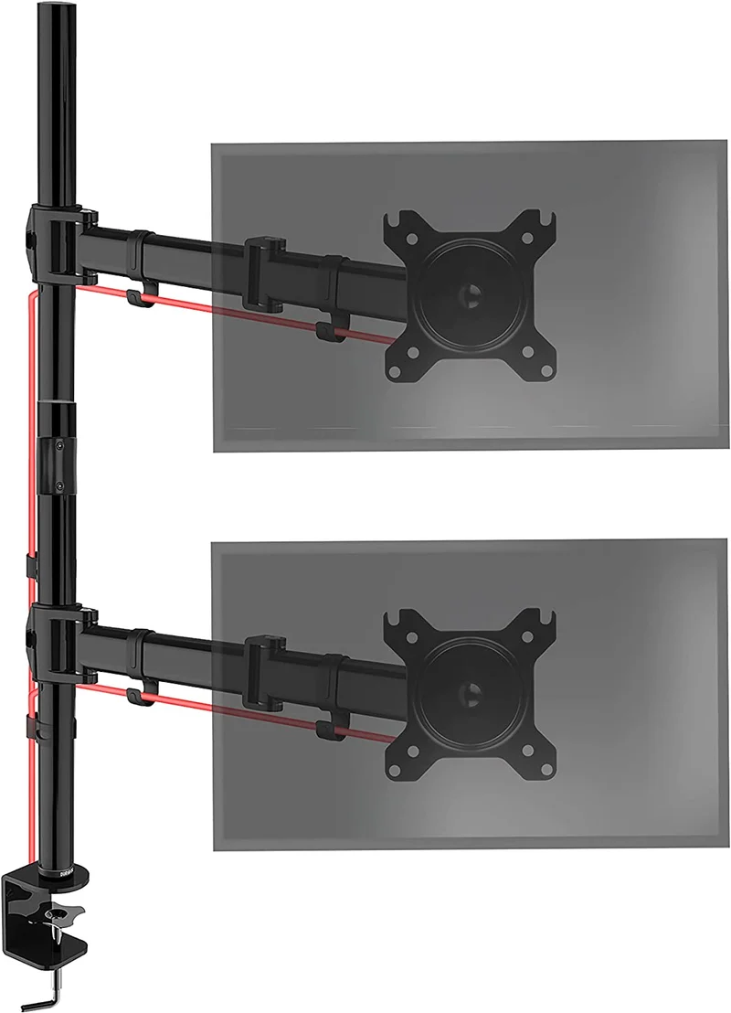 Duronic DMT252VX2 Bras pour Moniteurs d'Ordinateur | Support d'écrans PC double pour Bureau avec Potence de 100 cm | VESA 75 100 | Hauteur Ajustable | Rotatif Inclinable Pivotant avec 2 Extensions