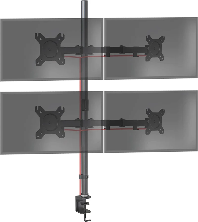 Duronic DMT154 Bras pour 4 Moniteurs d'Ordinateur | Support d'écrans PC articulé pour Bureau avec Potence de 100 cm | VESA 75 100 | Hauteur Ajustable | Rotatif Inclinable Pivotant