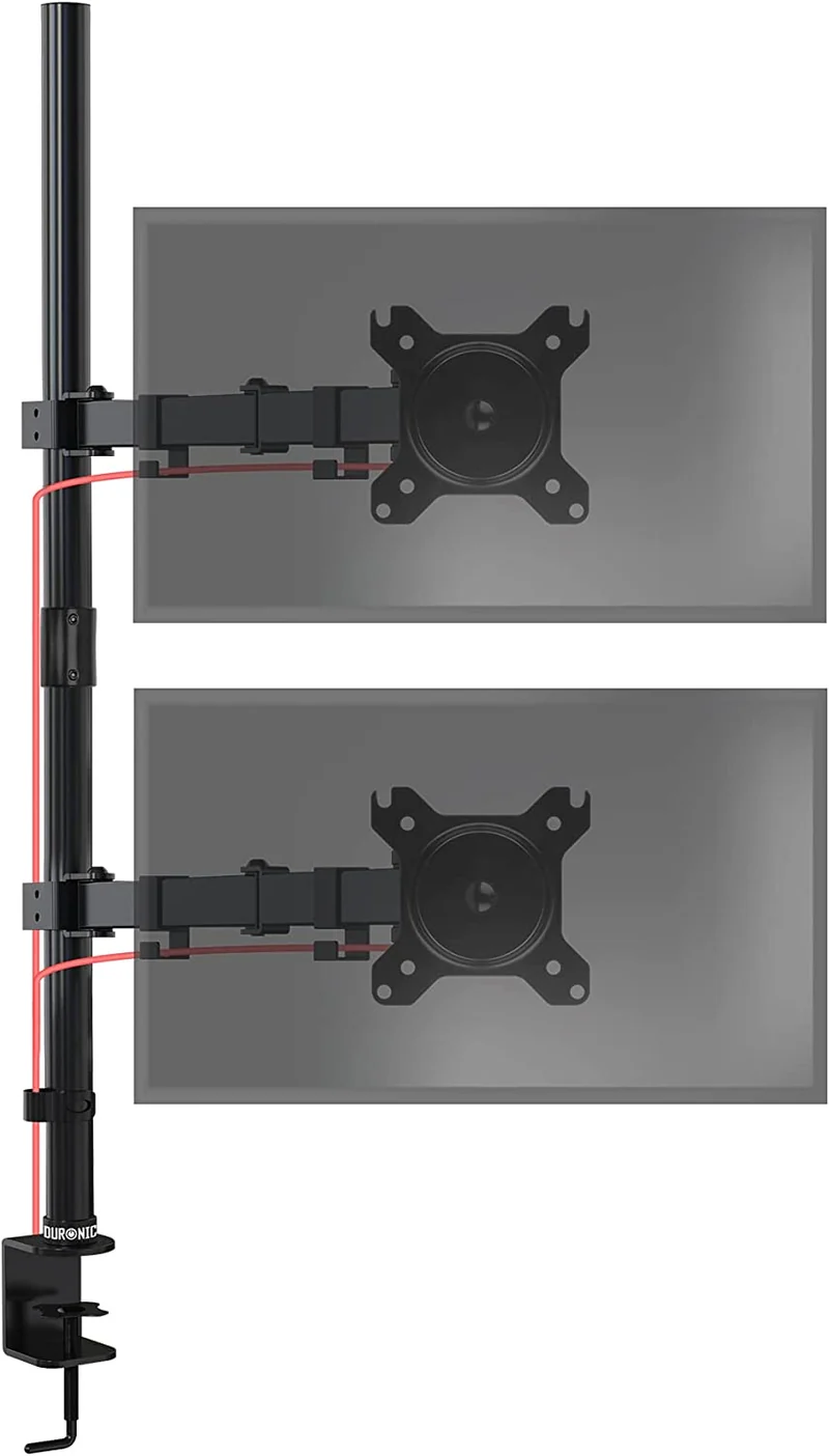 Duronic DMT152VX2 Bras pour Moniteurs d'Ordinateur | Support d'écrans PC double pour Bureau avec Potence de 100 cm | VESA 75 100 | Hauteur Ajustable | Rotatif Inclinable Pivotant avec 2 Extensions