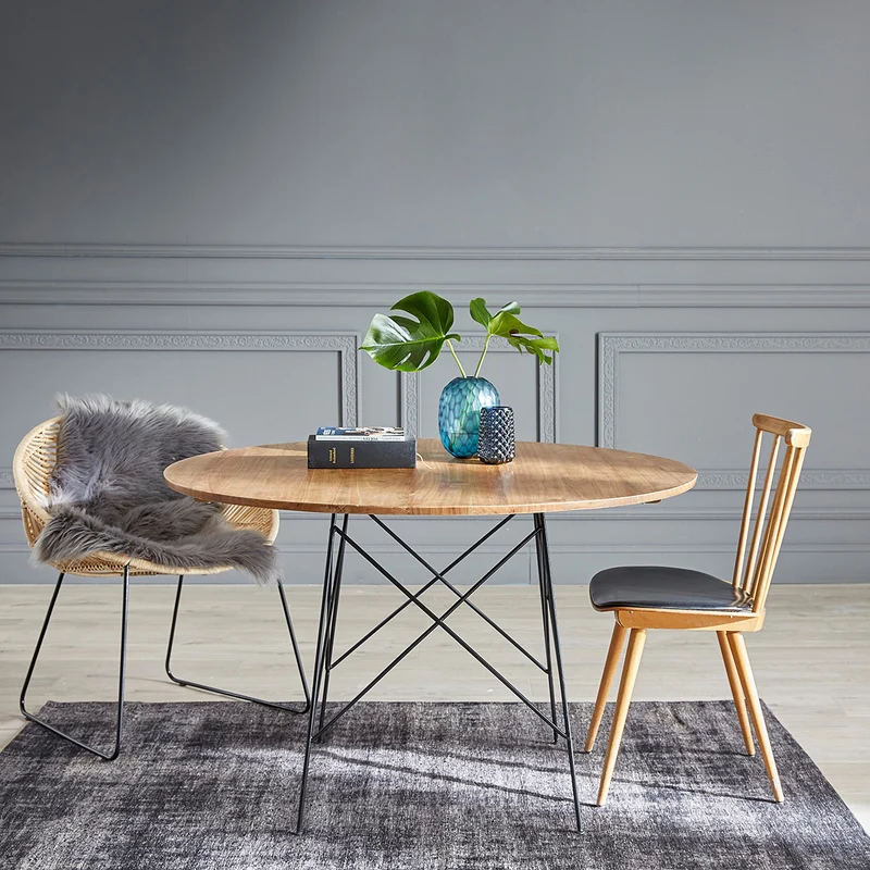 Table en mindi massif ronde 4 pers.