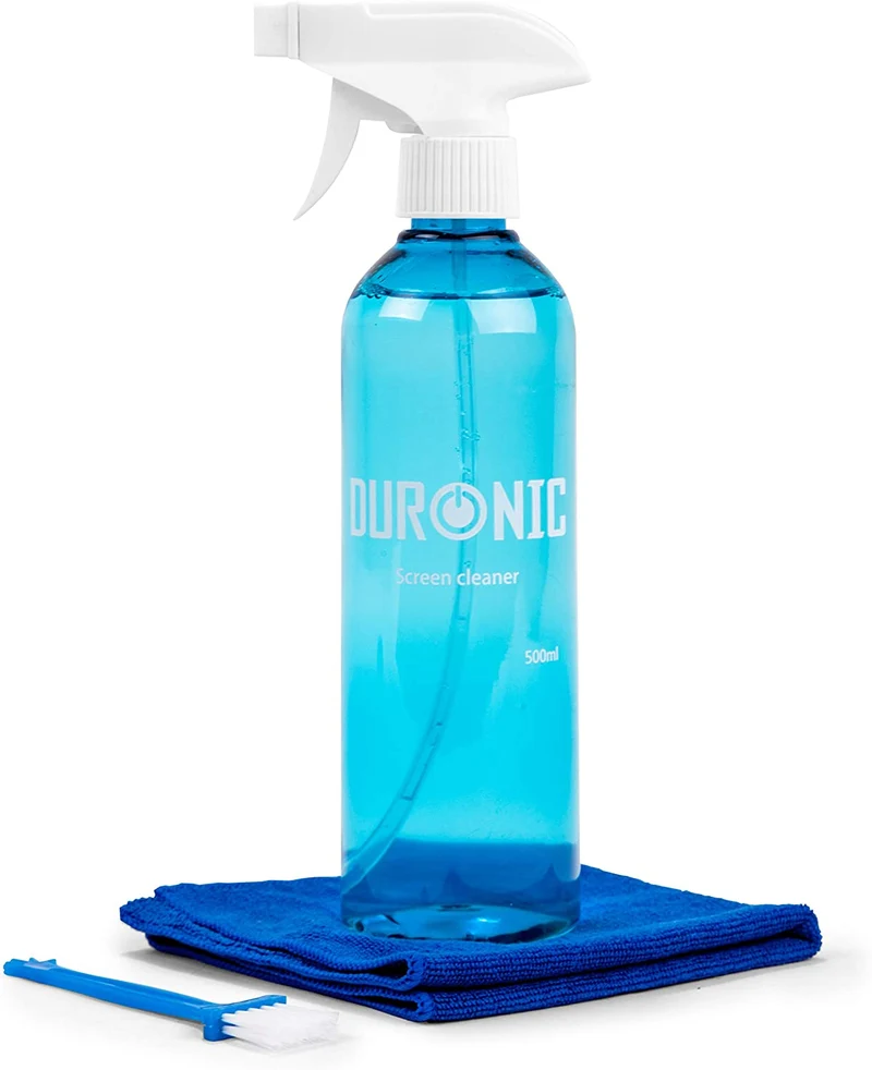 Duronic SCK103 Kit de Nettoyage pour écrans 500 ml Solution pour écran Smartphone Tablette Ordinateur Télévision LED LCD TFT Plasma OLED Lingette en Microfibres et Brosse