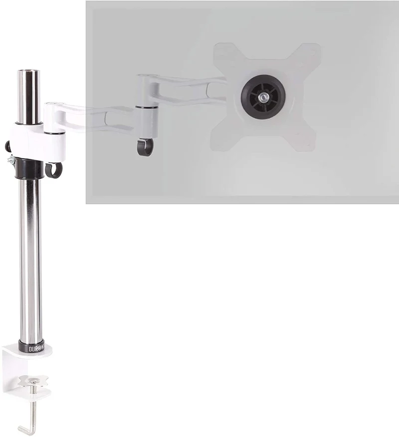 Duronic DM351X3 WE Support d'écran à pince pour bureau blanc – Hauteur ajustable – Rotatif / Inclinable / Pivotable – Compatible avec moniteur d’ordinateur LCD / LED VESA 75 / 100 – 2 extensions