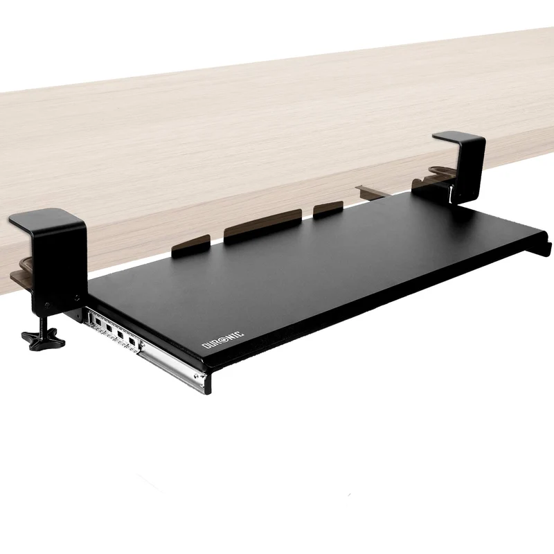 Duronic DKTPX1 Support Coulissant pour Clavier et Souris Ordinateur Portable PC Tablette Documents Tiroir sous la Table Solution Ergonomique pour Le Bureau Fixé avec des Pinces en Acier