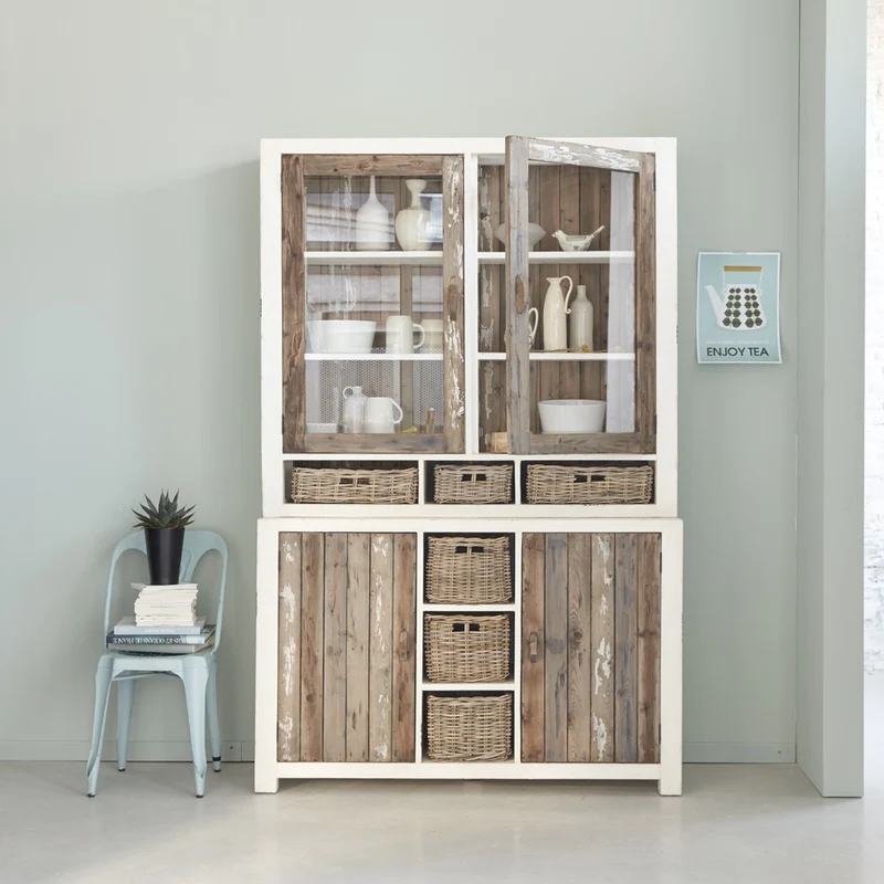 Vaisselier en bois recyclé massif 140 cm