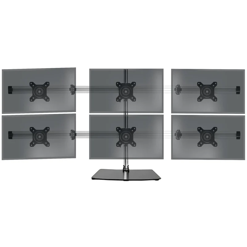Duronic DM756 Support sextuple 6 écrans de PC sur Socle | Hauteur Ajustable | Rotatif et Inclinable | Compatibilité avec Moniteur VESA 75/100 | Potence et Bras en Aluminium | Passe câble Inclus