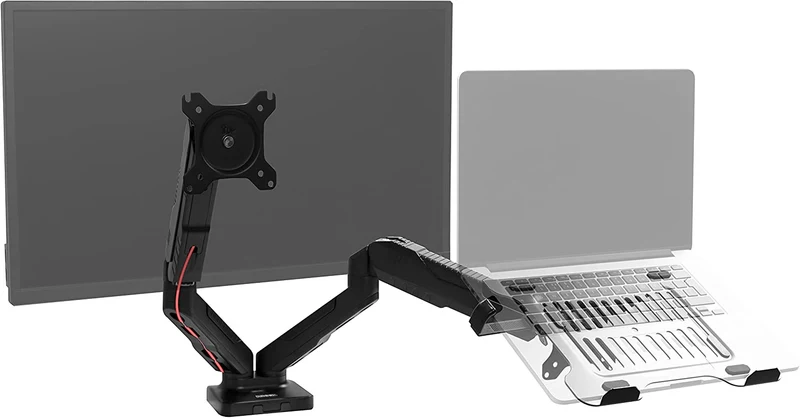 Duronic DMDCL1X1 Support de moniteur et support d’ordinateur portable PC à pince pour bureau | Mécanisme à gaz | Ajustement omnidirectionnel à la volée | Compatibilité avec moniteur VESA 75/100