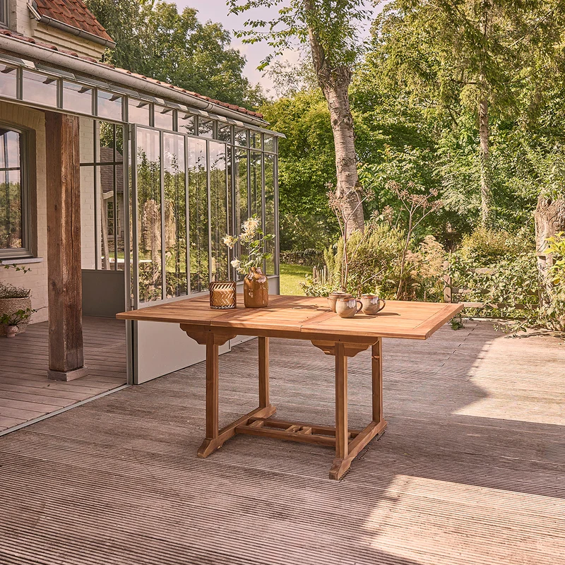 Table de jardin en teck huilé massif extensible 6/8 pers.