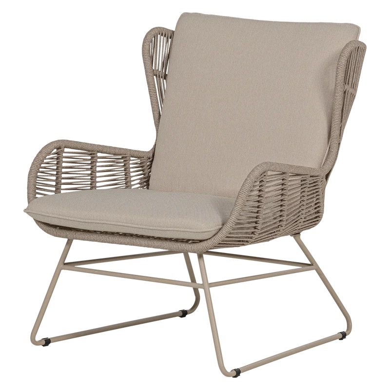 Grace tuin loungestoel staal/touw zand