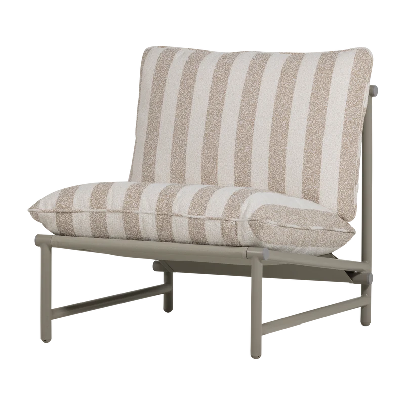 Elvo tuin loungestoel aluminium streep wit/zand