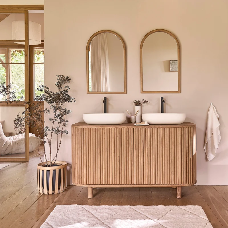 Meuble sous vasque en teck massif 140 cm