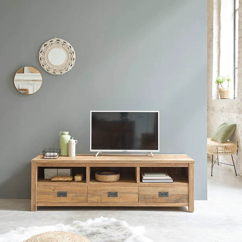 Meuble TV en teck massif recyclé 160 cm