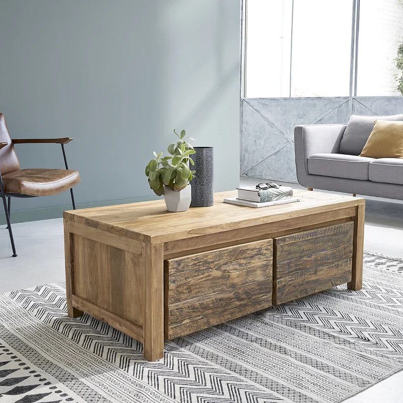 Table basse en teck massif recyclé 120 cm
