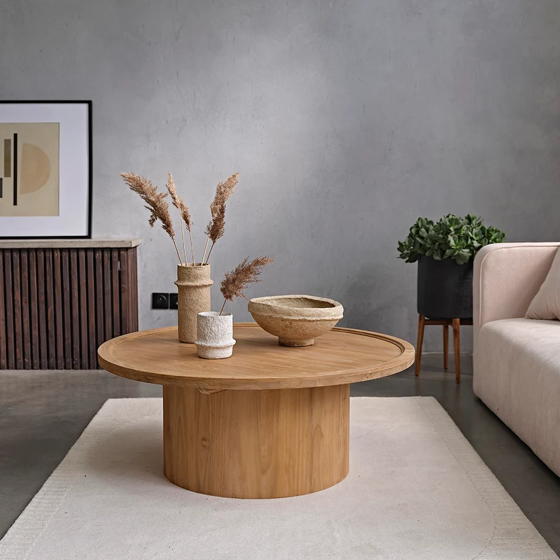 Table basse ronde en teck massif Ø 100 cm