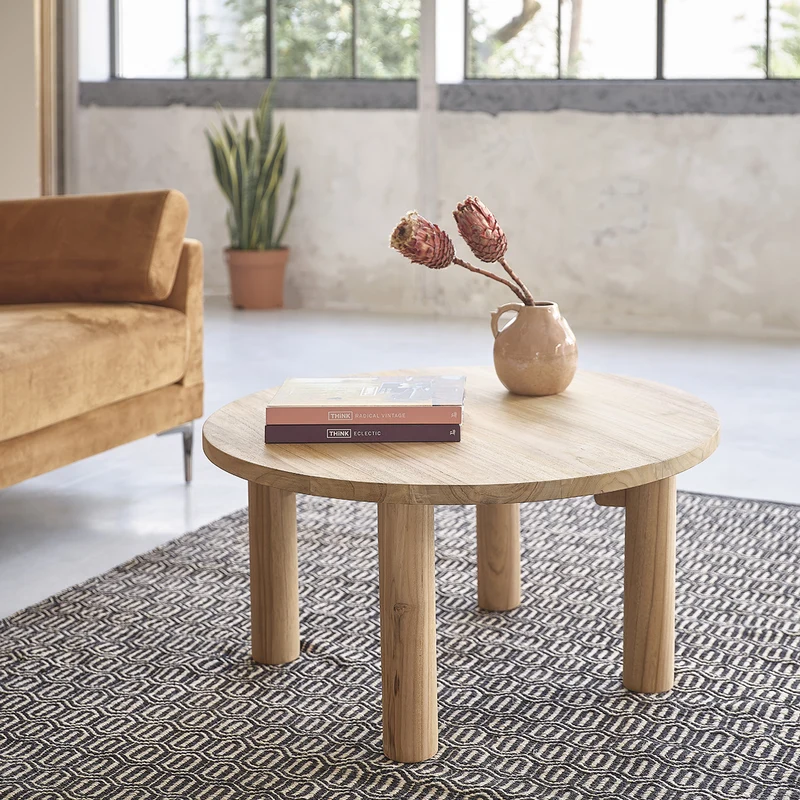 Table basse en teck massif Ø 80 cm