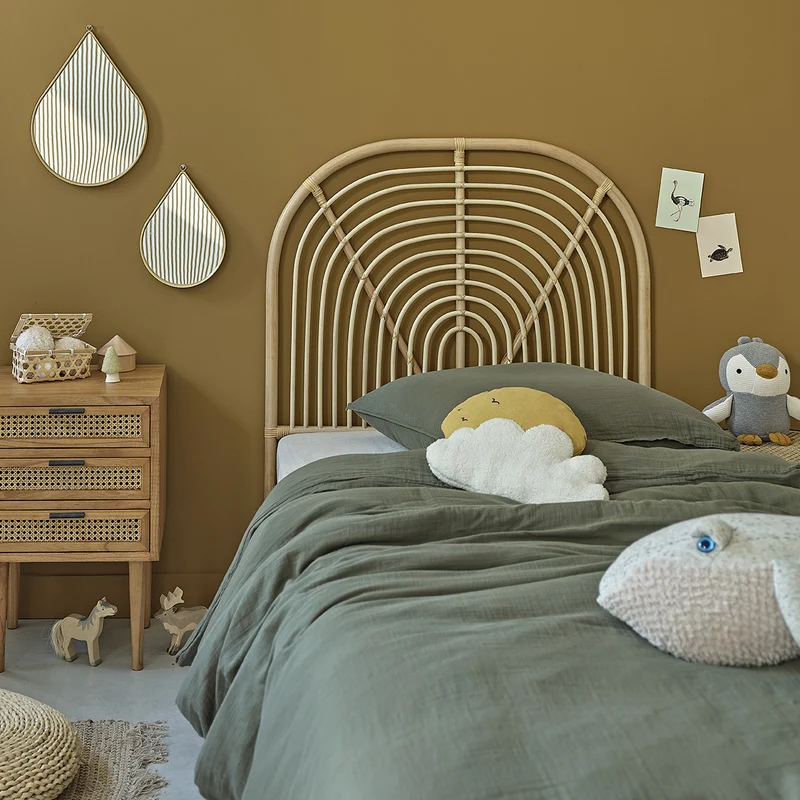 Tête de lit enfant arrondie en rotin 90 cm