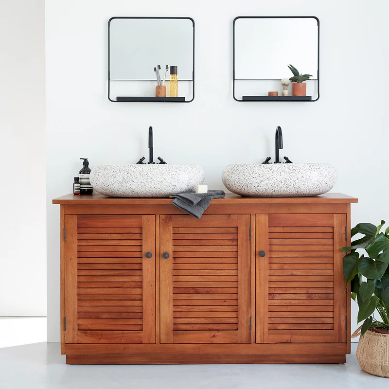 Meuble sous vasque en acajou massif 140 cm