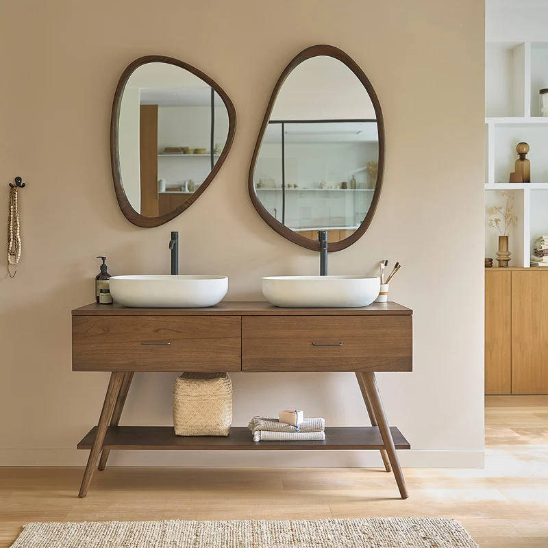 Meuble de salle de bain en mindi massif 135 cm