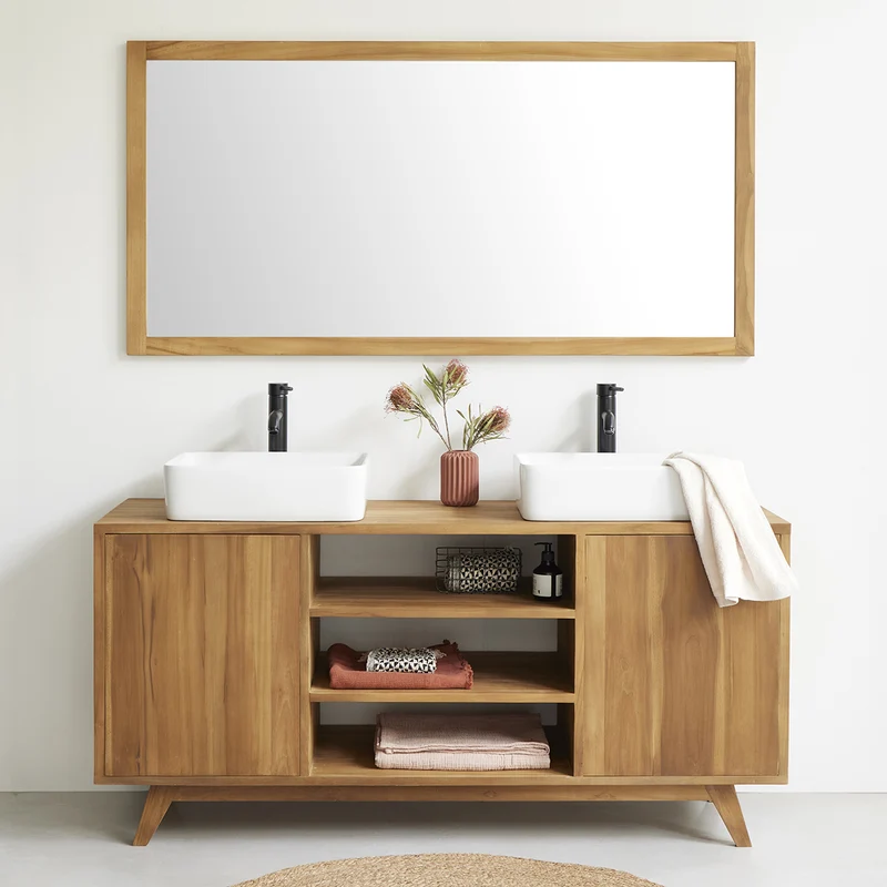 Meuble sous vasque en teck massif 160 cm