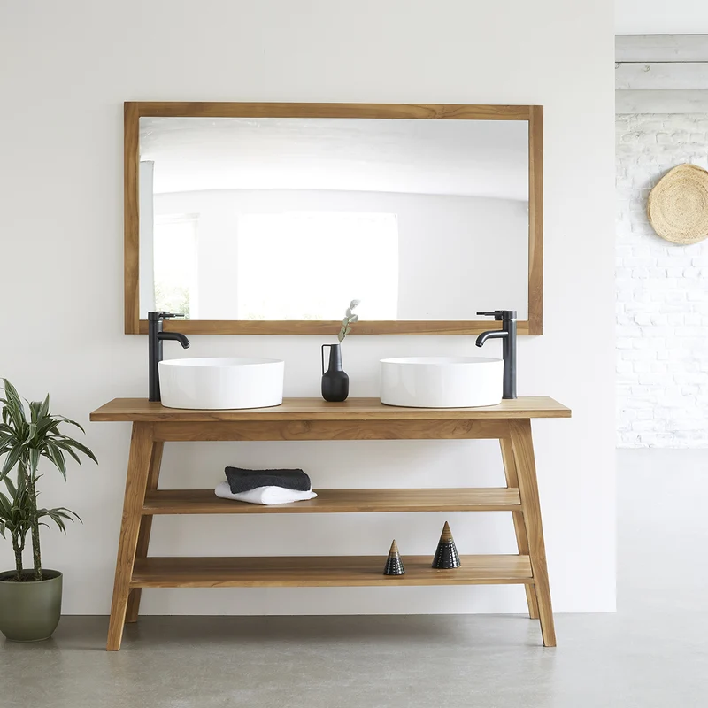 Meuble de salle de bain en teck massif 2 planches 150 cm