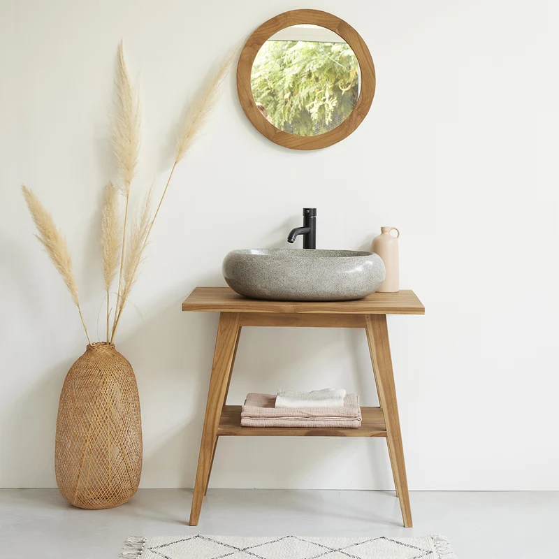 Meuble de salle de bain en teck massif 80 cm