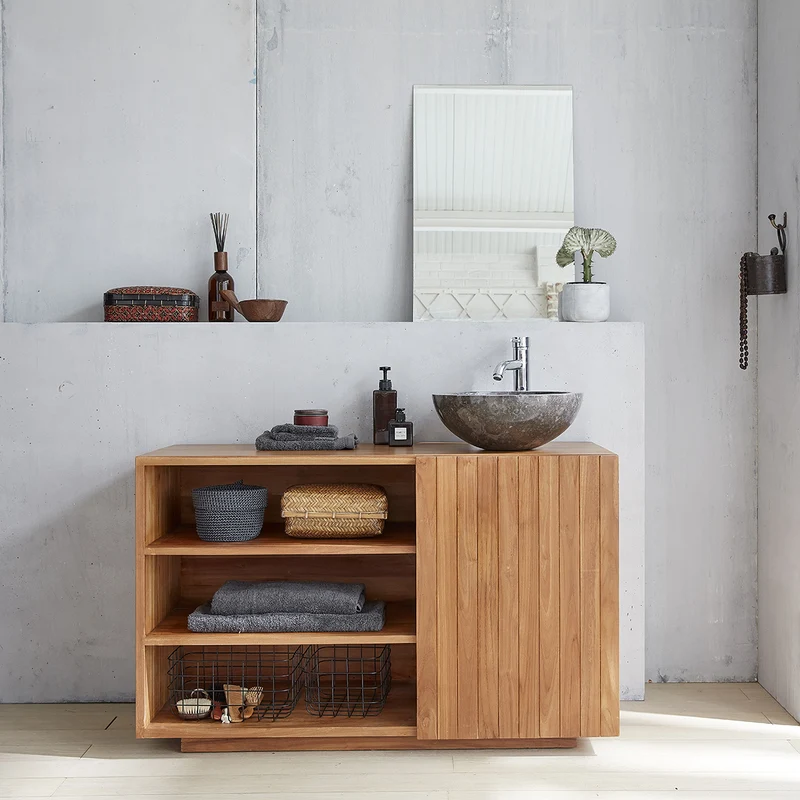 Meuble sous vasque en teck massif 120 cm