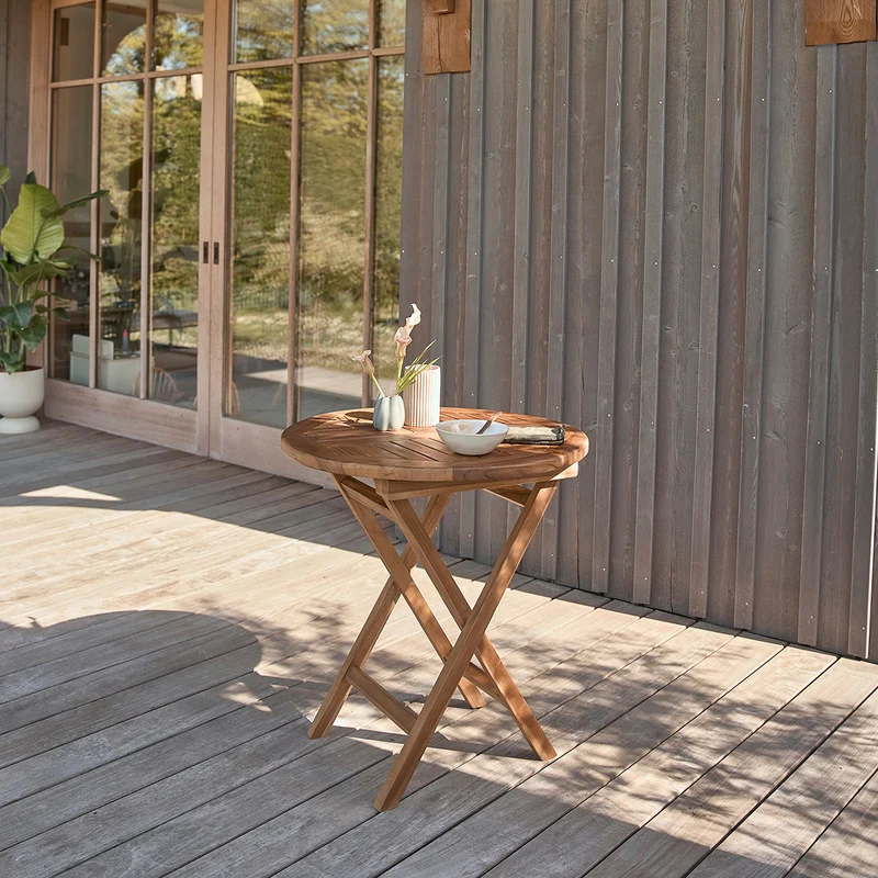 Table de jardin en teck huilé massif ronde 4 pers.