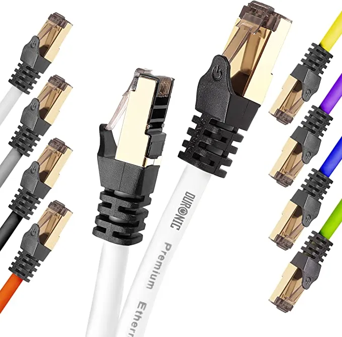 Duronic Câble Ethernet CAT8 WE 0,5M 2Ghz 2000MHz Vitesse 40Gbps S/FTP Câbles réseaux LAN internet network RJ45 blindés Haute Bande passante et transmission des données rapides Connecteurs or