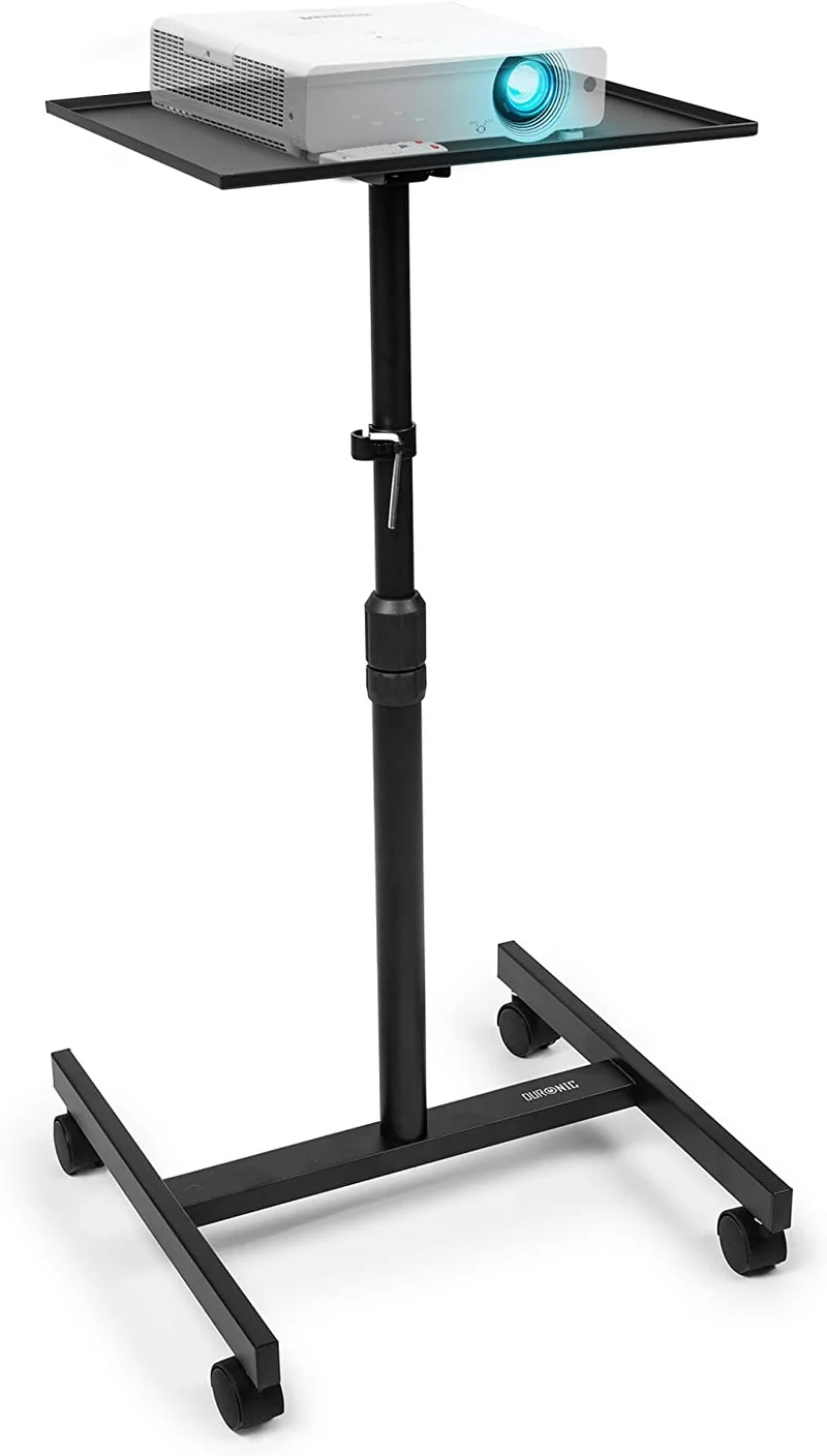 Duronic WPS20 Support pour projecteur Ordinateur Portable Table multiusage à roulettes Hauteur Ajustable 67-99 cm Manuel Capacité 10 kg Bords sécurisés et Sangle de sécurité