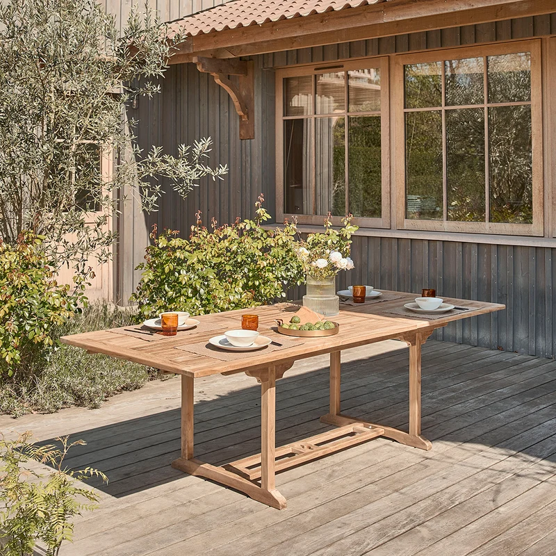 Table de jardin en teck massif extensible 8/10 pers.