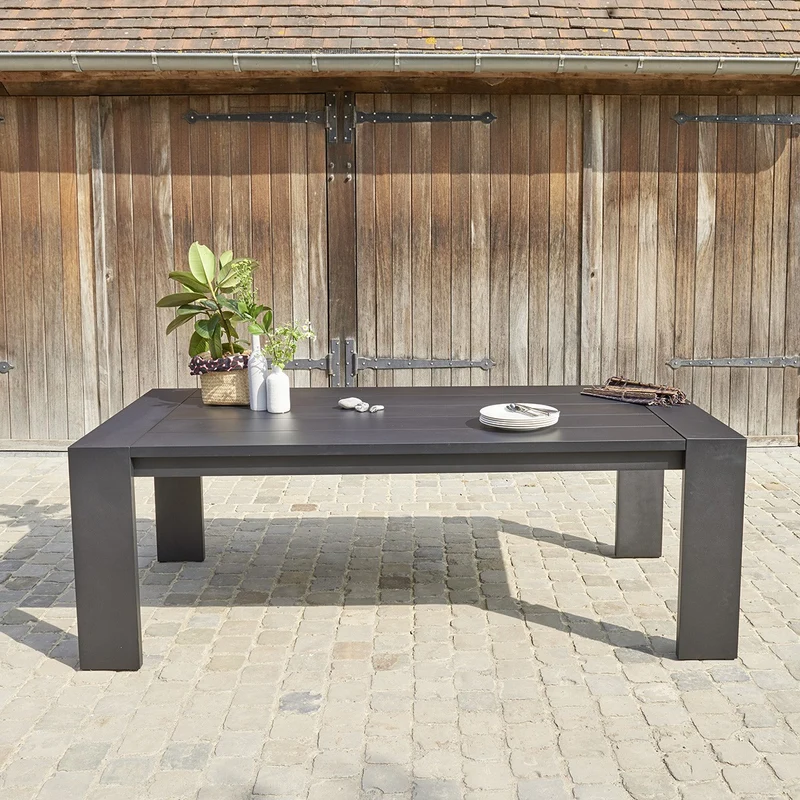 Table de jardin en aluminium noir 6 pers.