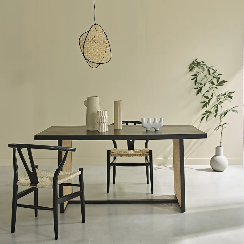 Table en manguier massif et cannage 6 pers.