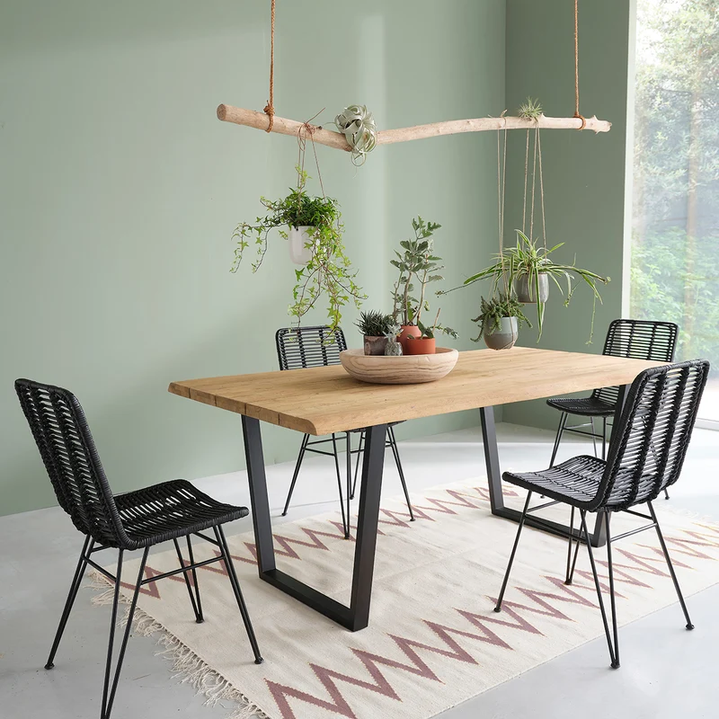 Table en teck massif recyclé et métal 8 pers.