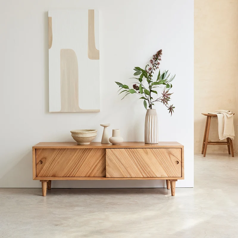 Meuble TV en mindi massif 135 cm
