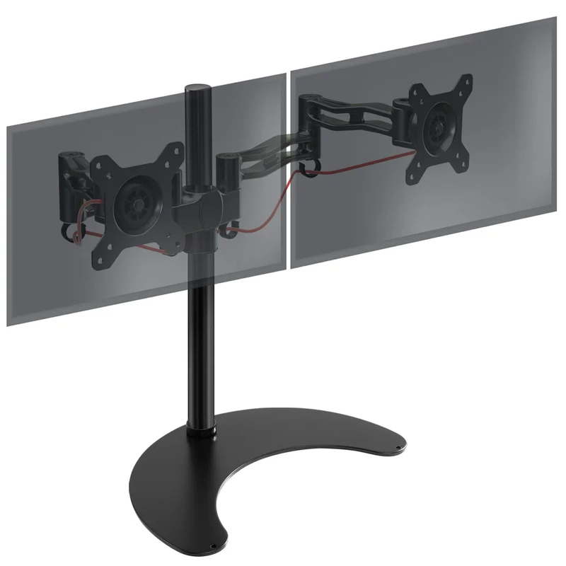 Duronic DM35D2 Support 2 écrans sur Socle pour Bureau | Hauteur Ajustable | Rotatif/Inclinable/Pivotable | Compatibilité Universelle avec Moniteur VESA 75/100 | Aluminium | Socle inclus