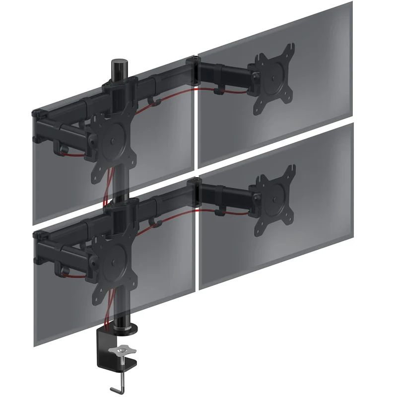 Duronic DM254 Support Quadruple 4 écrans PC à Pince pour Bureau | Hauteur Ajustable | Rotatif/Inclinable/Pivotable | Compatibilité Universelle avec Moniteur d'Ordinateur VESA 75/100